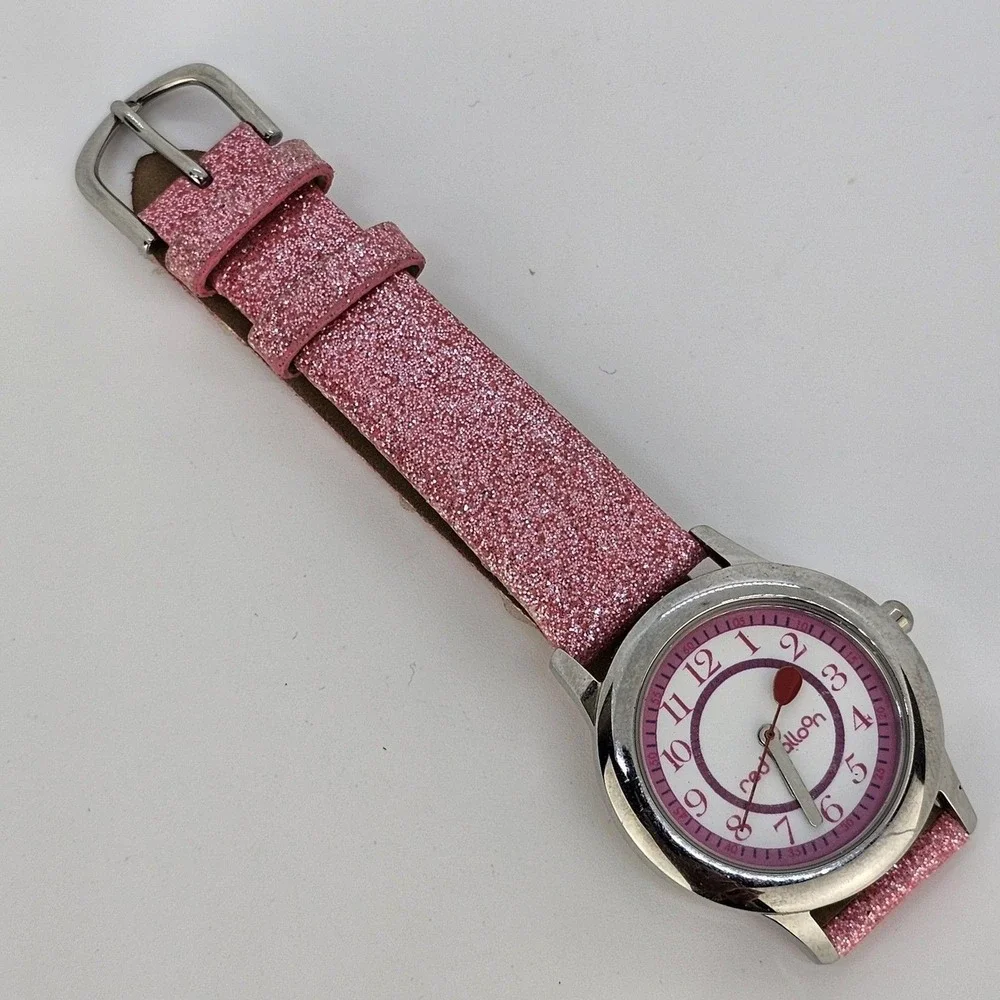 Red Balloon Watch Women 31MM White Dial Pink Leather Bands Up to 6.5